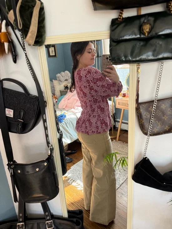 Boden Burgundy Floral Long-Sleeve Blouse - Picture 2 of 5